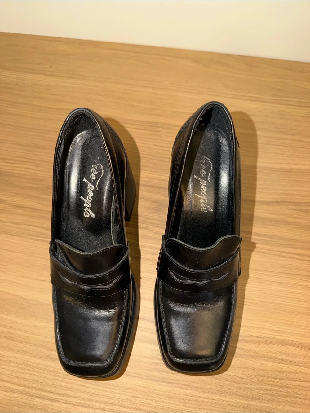 Free People Platform Block Heel Loafers - Black